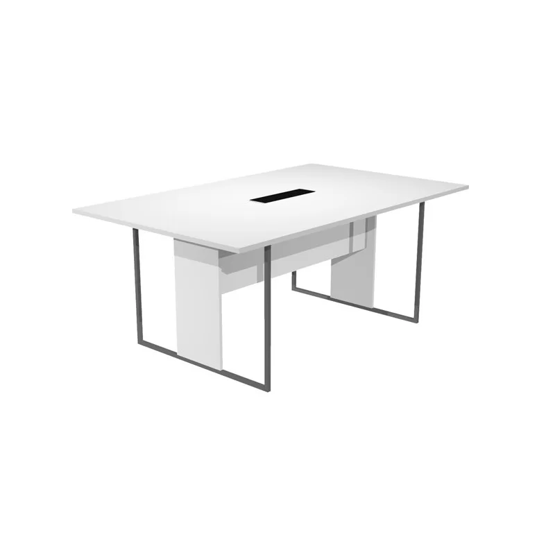 Tavolo riunione 180x110cm bianco / gamba antracite / top nero ESSENCE