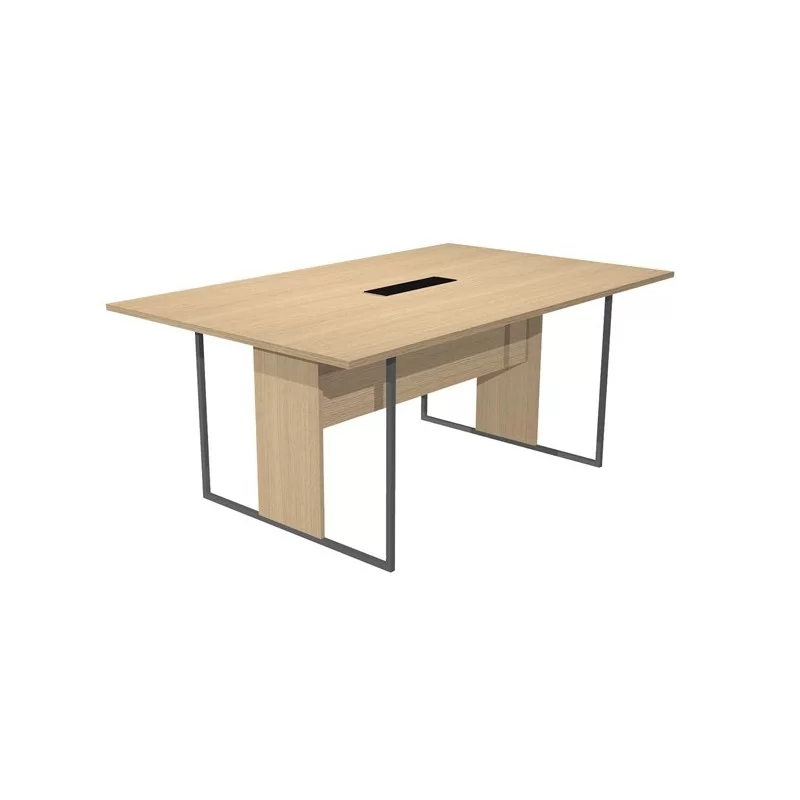 Tavolo riunione 180x110cm rovere / gamba antracite / top nero ESSENCE