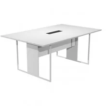 Tavolo riunione 180x110cm bianco / gamba bianco / top nero ESSENCE
