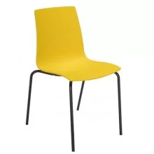 Seduta in polipropilene con base nero opaco Candy Giallo Grandsoleil (Conf.4)