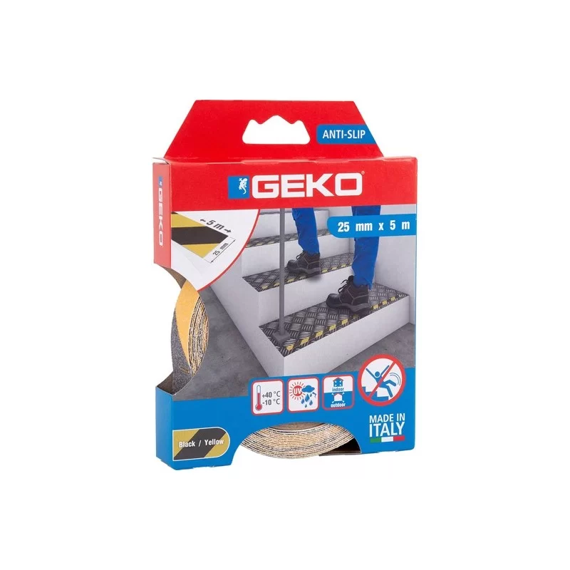 Nastro adesivo antiscivolo ANTISLIP 25mm x 5mt giallo nero Geko
