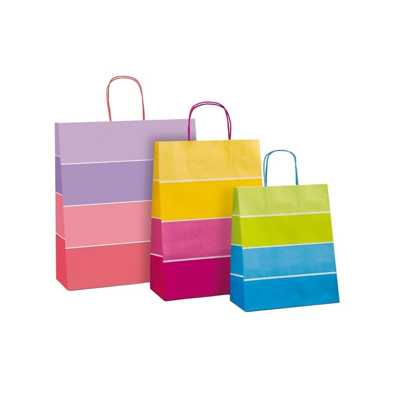 Shopper Bicolor c/manici in carta ritorta 16x8x21cm colori assort. Rex Sadoch (Conf.25)