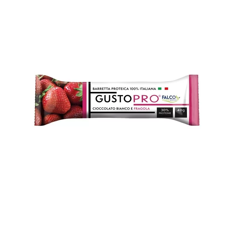 Barretta proteica GustoPro 40gr cioccolato bianco e fragola Falco (Conf.24)