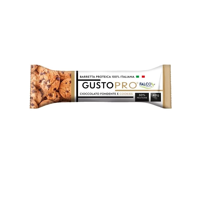Barretta proteica GustoPro 40gr cioccolato fondente e cookie Falco (Conf.24)