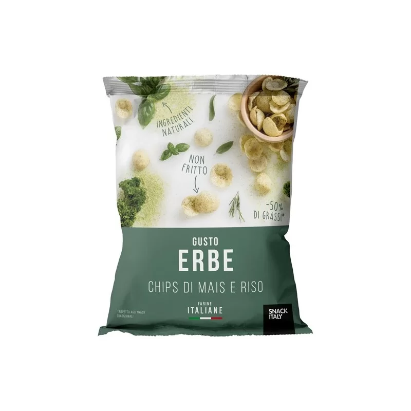 Chips di mais e riso alle erbe mediterranee 70gr Snack Italy (Conf.10)