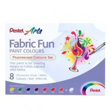Set 8 colori fluo per tessuto Fabric Fun Pentel FUORI CATALOGO