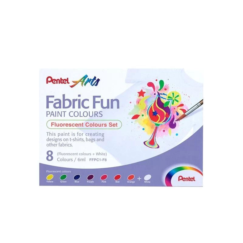 Set 8 colori fluo per tessuto Fabric Fun Pentel FUORI CATALOGO