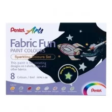 Set 8 colori sparkling per tessuto Fabric Fun Pentel FUORI CATALOGO