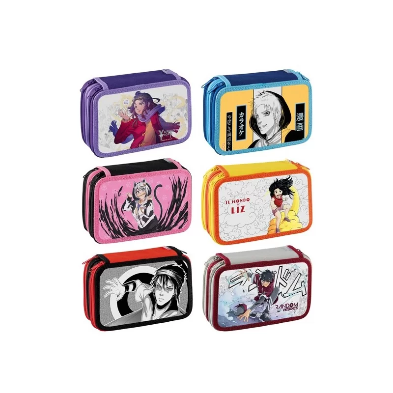 Astuccio 3 Zip Manga 13x20x7,5cm fantasie assortite Favorit (Conf.12) FUORI CATALOGO