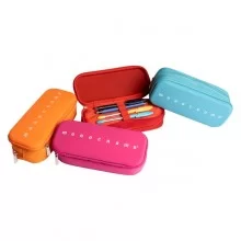 Astuccio 2 zip silicone e poliestere 21x5xc9cm colori assortiti Monocromo Pigna (Conf.12)