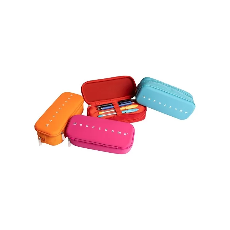 Astuccio 2 zip silicone e poliestere 21x5xc9cm colori assortiti Monocromo Pigna (Conf.12)