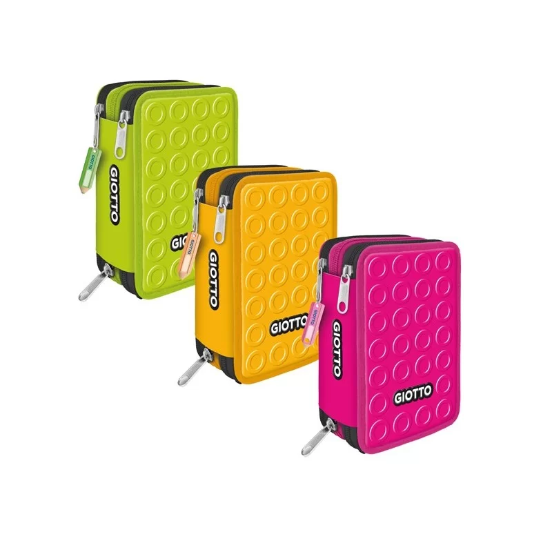 Astuccio 3 zip collezione Stilnovo colori neon assortiti Giotto