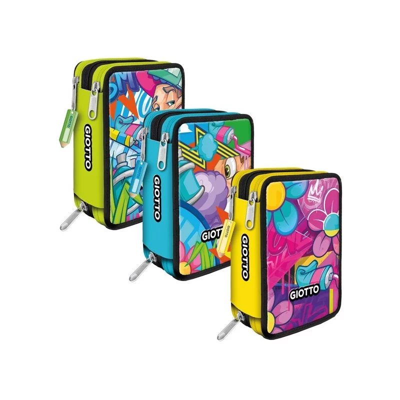 Astuccio 3 zip Young Street collection fantasie assortite Giotto