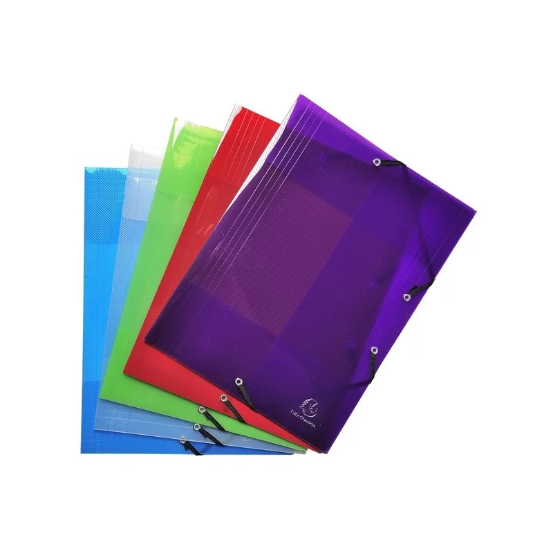 Cartella 3 lembi c/elastici in PP A4 colori ass. 56701E Crystal Colours Exacompt (Conf.25)