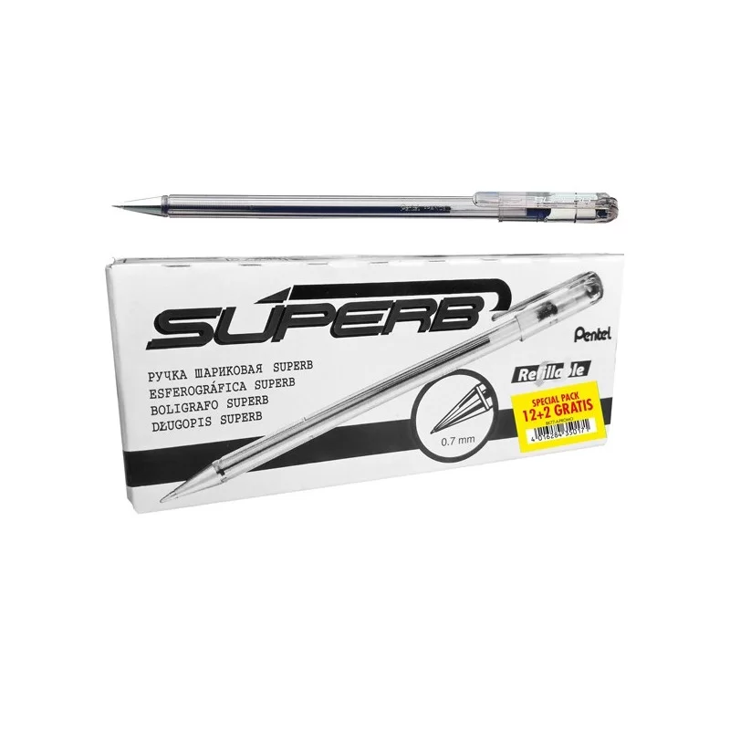 12+2pz penna sfera SuperB BK77 promopack nero 0.7mm Pentel