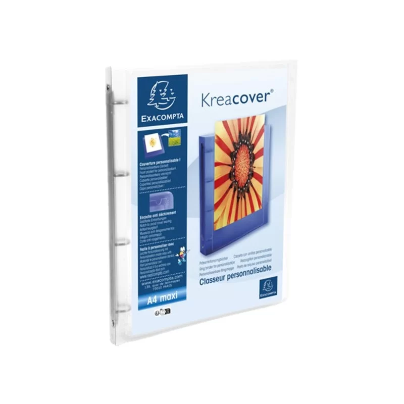 Raccoglitore pers. 4 anelli Ø 15 mm in PP A4 trasp. 51968E KREACOVER Exacompta (Conf.12)