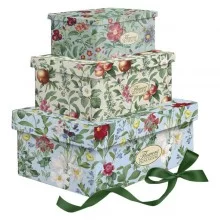 Set 3 scatole regalo c/nastro Nature Flowers fantasie e dim. assortite Pigna