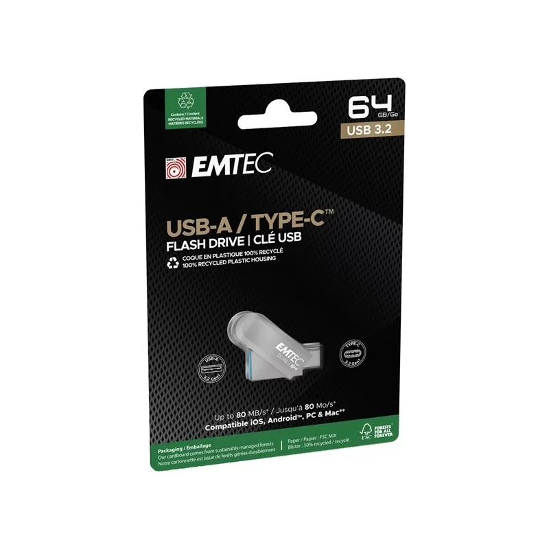 Emtec Memoria Dual USB3.2 to Type-C D280 64GB