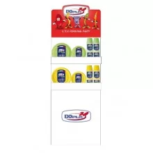 Espositore da terra Mini con piatti e bicchieri Reuse giallo e verde Dopla