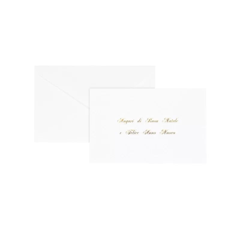 Biglietto Natale semplice c/busta e stampa in oro 9x14cm bianco Sadoch (Conf.100) FUORI CATALOGO