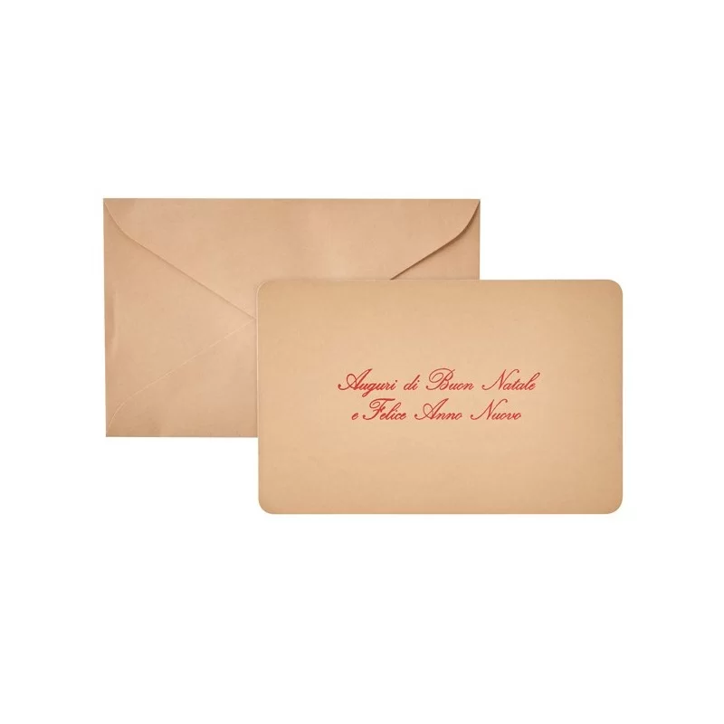 Biglietto Natale semplice c/busta e stampa in oro 9x14cm avana Sadoch (Conf.100) FUORI CATALOGO