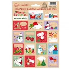 Foglio 18 segnapacchi adesivi c/stampa in oro motivi natale Sadoch (Conf.24) FUORI CATALOGO