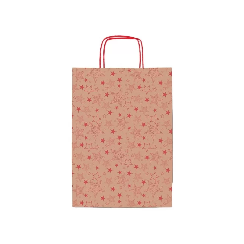 Shopper natale stelline rosse 26x12x36cm Sadoch (Conf.25) FUORI CATALOGO