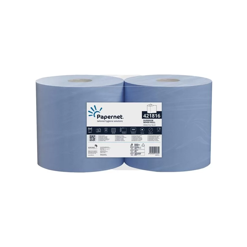 BOBINA INDUSTRIALE BLU MICROGOFFRATO 500 strappi - 150mt (Conf.2)