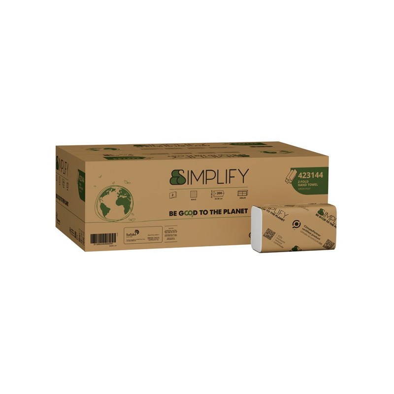 Pacco 200 asciugamani piegati a Z H24 x 20,3cm SIMPLIFY Papernet (Conf.20)