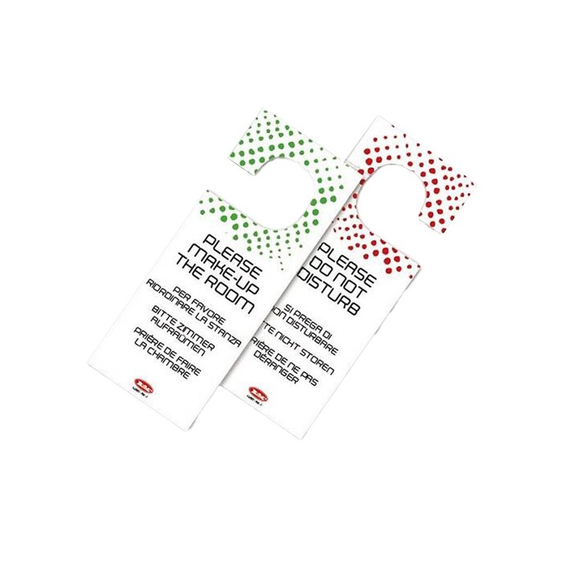 Conf da 20 appendiporta hotel "non disturbare" cartoncino plastificato Leone