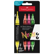 Astuccio 4 marcatori ShakePaint Black Edition colori assortiti neon Faber-Castel