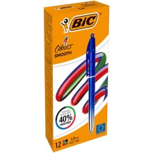 Scatola 12 penna sfera a scatto 4 Colori Smooth fusto blu 1.0mm BIC®