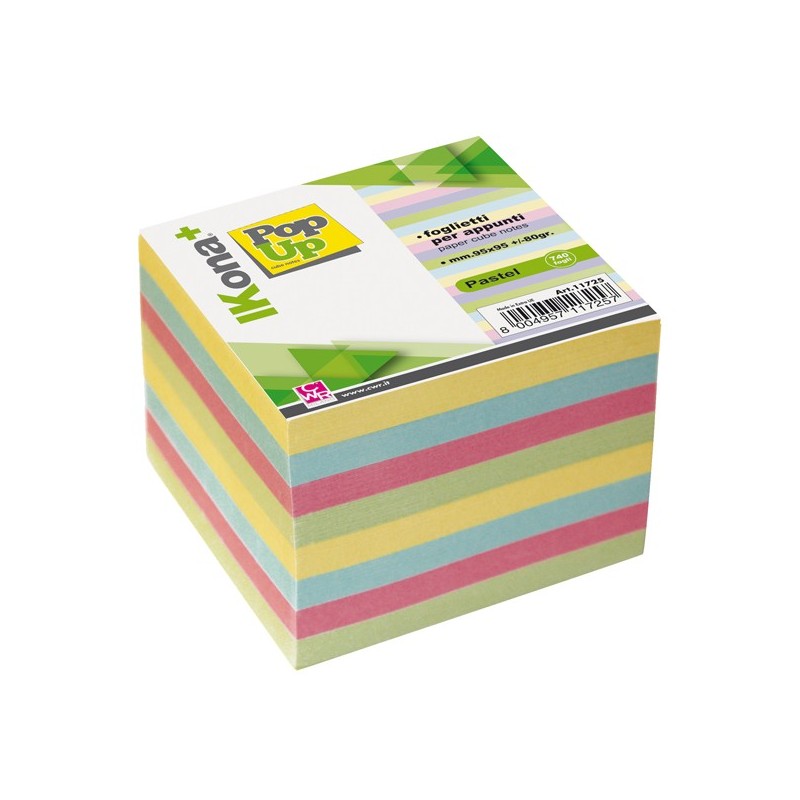 Cubo foglietti carta colori pastello 740fg 9,5x9,5cm IKONA+