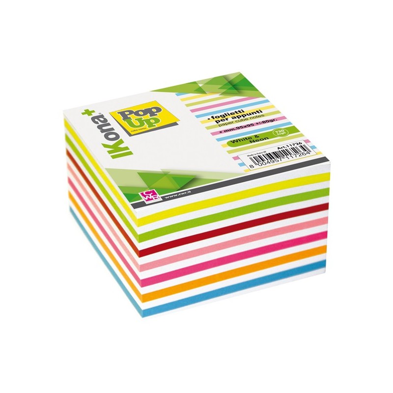 Cubo foglietti carta striped 720fg 9,5x9,5cm IKONA+