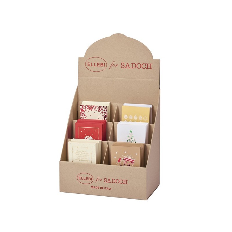 Espositore 120pz biglietti doppi c/busta natale fantasie assortite Sadoch FUORI CATALOGO