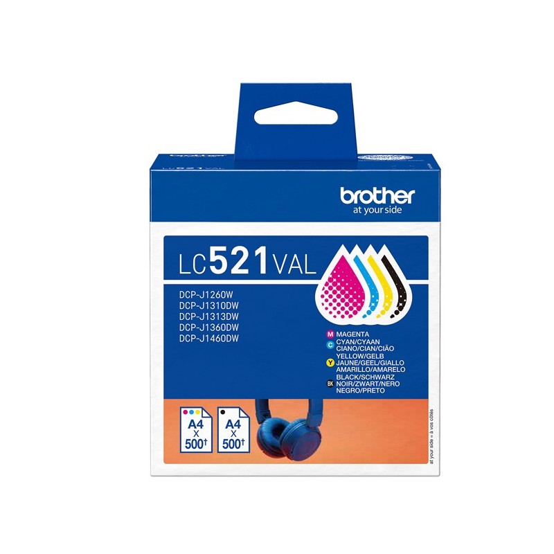 Brother Cartuccia BK/C/M/Y  LC521VAL - 500 pag cad