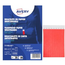 Conf. 500 braccialetti identificativi in Tyvek® rosso fluo 256x19mm (10et/fg) 50