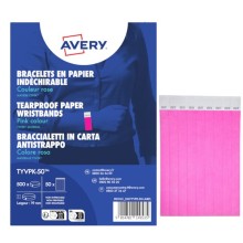Conf. 500 braccialetti identificativi in Tyvek® rosa fluo 256x19mm (10et/fg) 50f