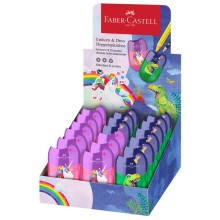 Temperamatite c/serbatoio 2 fori unicorno e dinosauro Faber Castell (Conf.18)