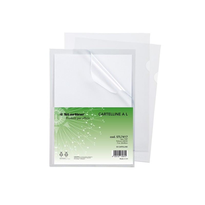 50 Cartelline a L 22x30cm Liscio Top Starline