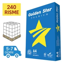 Bancale Carta per fotocopie A4 Golden Star Blu APP 75 gr bianco risma da 500 fogli (Pallet 240 risme)