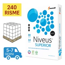 Bancale Carta per fotocopie A4 Niveus Superior Mondi 80 gr bianco risma da 500 fogli (Pallet 240 risme)