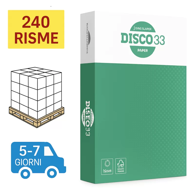 Bancale Carta per fotocopie A4 Disco 33 75 gr Burgo Distribuzione risma da 500 fogli (Pallet 240 risme)