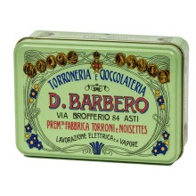 Scrigno regalo verde in metallo con torroni ricoperti friabili 100gr Barbero FUORI CATALOGO