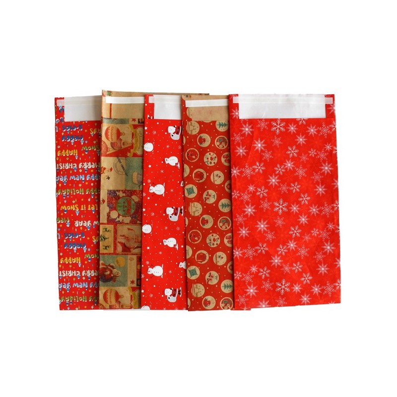 Sacchetto carta c/patella adesiva 26X40+5cm fantasie natale assortite Sadoch (Conf.50) FUORI CATALOGO