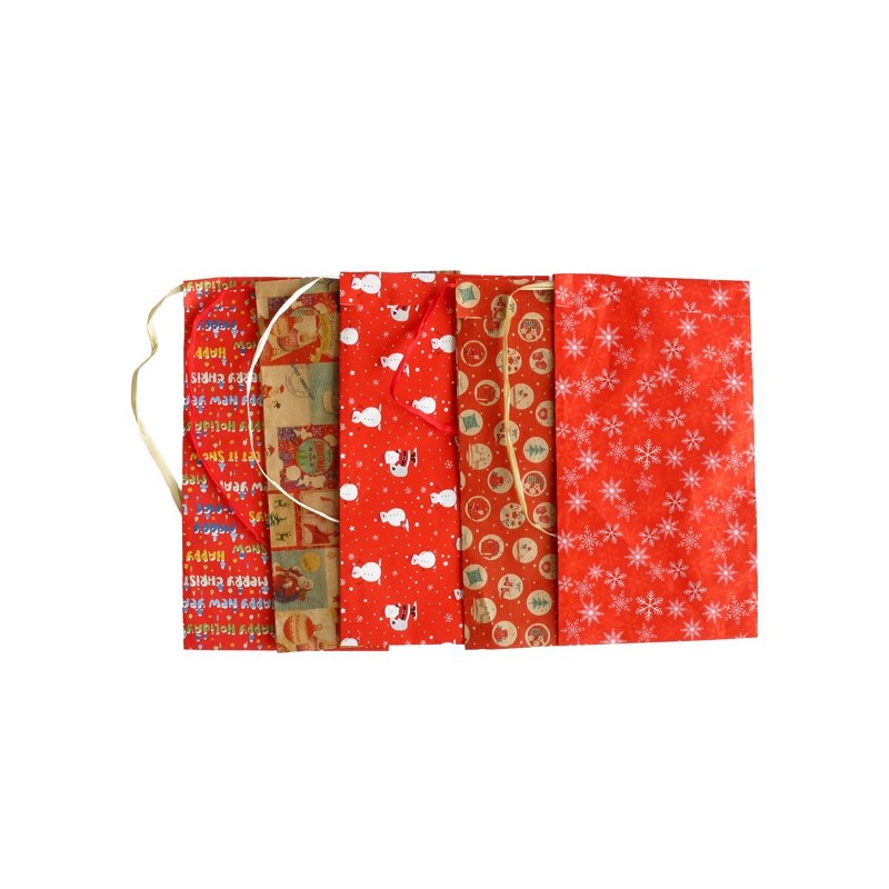 Sacchetto carta c/nastro raffia 26x40cm fantasie natale assortite Sadoch (Conf.10) FUORI CATALOGO