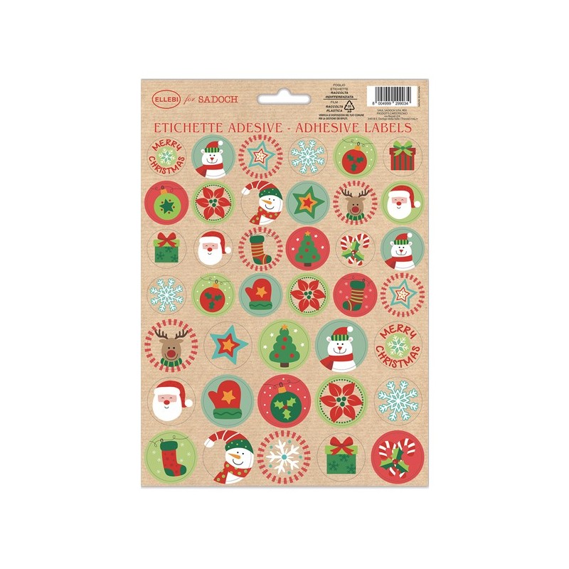 Stickers adesivi fustellati motivi natale fantasie assortite Sadoch (Conf.24) FUORI CATALOGO