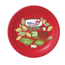 Conf 20 Piatti frutta compostabili Ø 17cm rosso Dopla