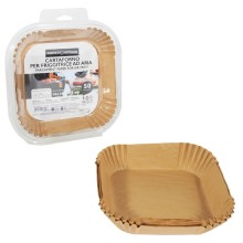 Conf 50 Vaschette cartaforno per friggitrice ad aria in astuccio 16 x 16 x H4,5c