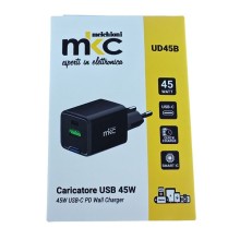 Caricatore USB 45W 1 USB-C+ 1 USB-A Nero -Mkc